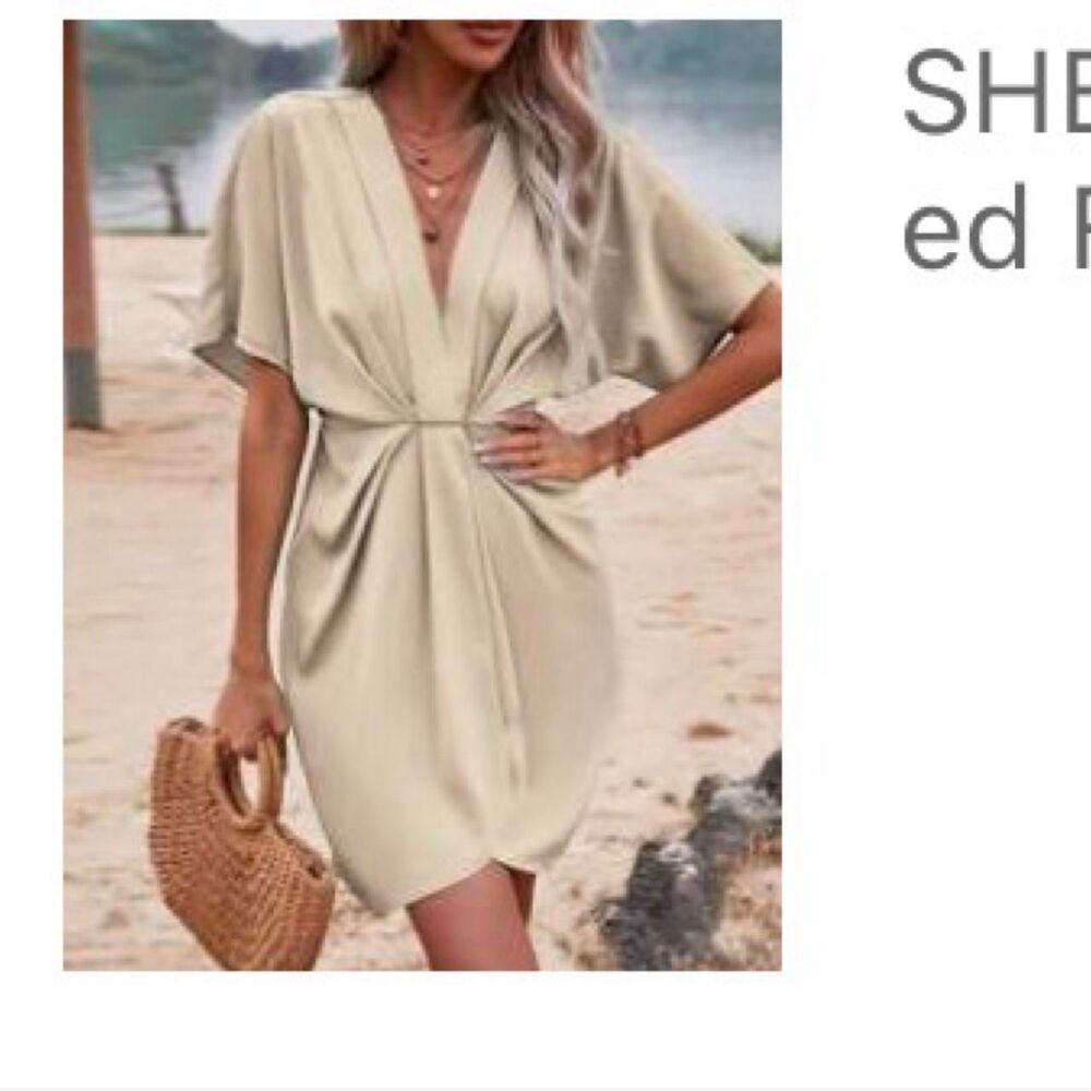 Shein Women's Tan and Cream Dress